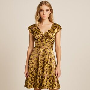 Club Monaco Silk Blend Gold Midi Dress Size 4